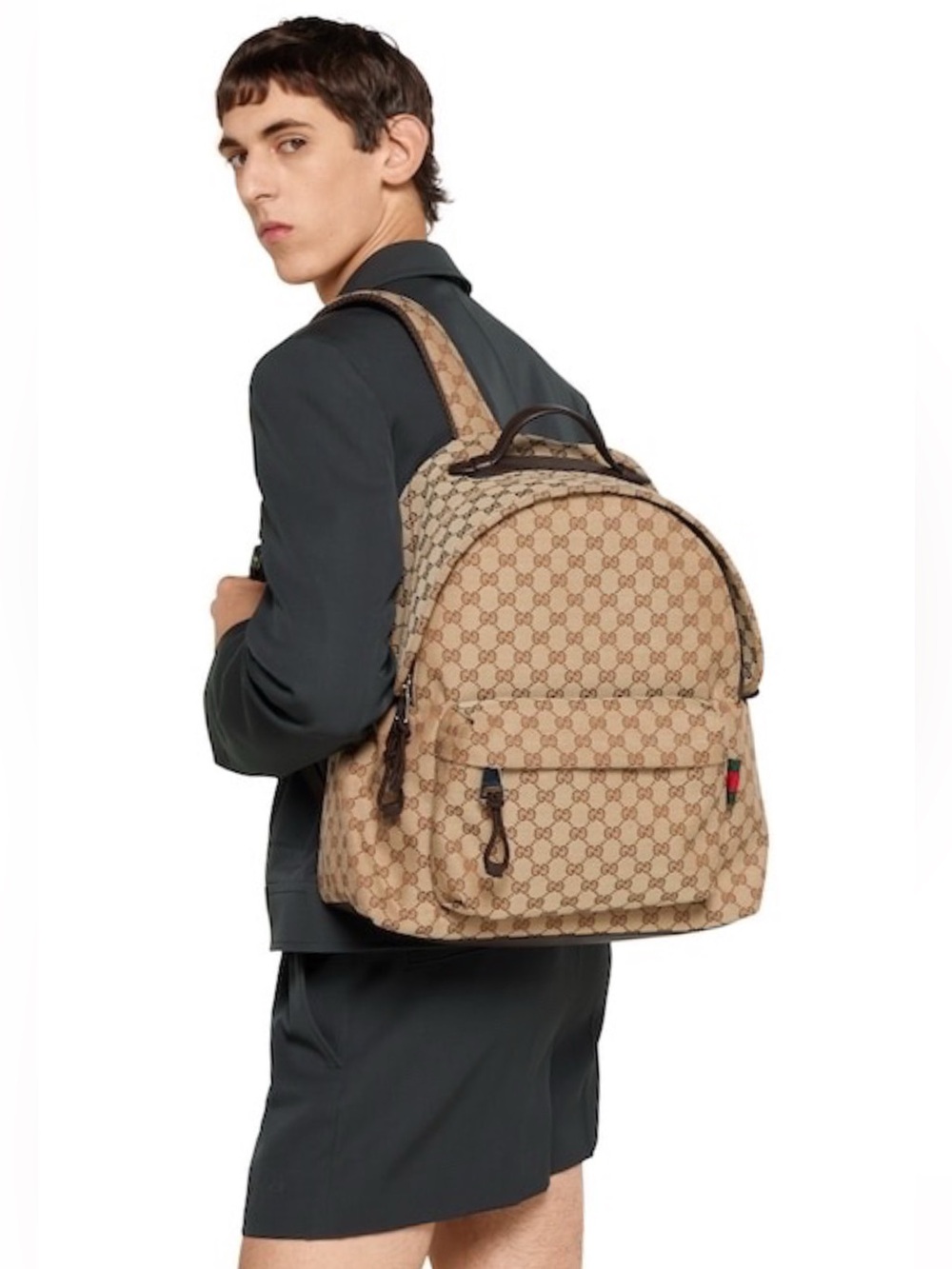 Gucci GG Supreme Canvas Leather Medium Backpack Brand New Made in ITALY